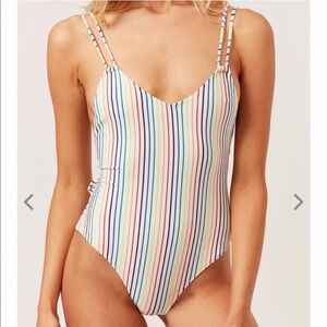 Solid & Striped Lynn One Piece Rainbow Stripe XS
